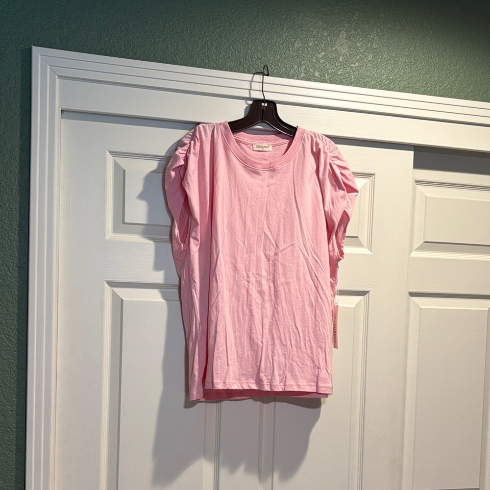 Madewell Pink Puff-Sleeve Short Sleeve Tee